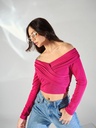 Stretchable Wrap Style Bardot Top