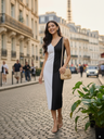 Stretchable Ribbed Dual Tone Bodycon Dress