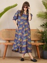 Front Pleated Cotton Midi Dress