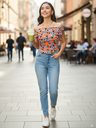 Printed Stretchable Draped Crop Top